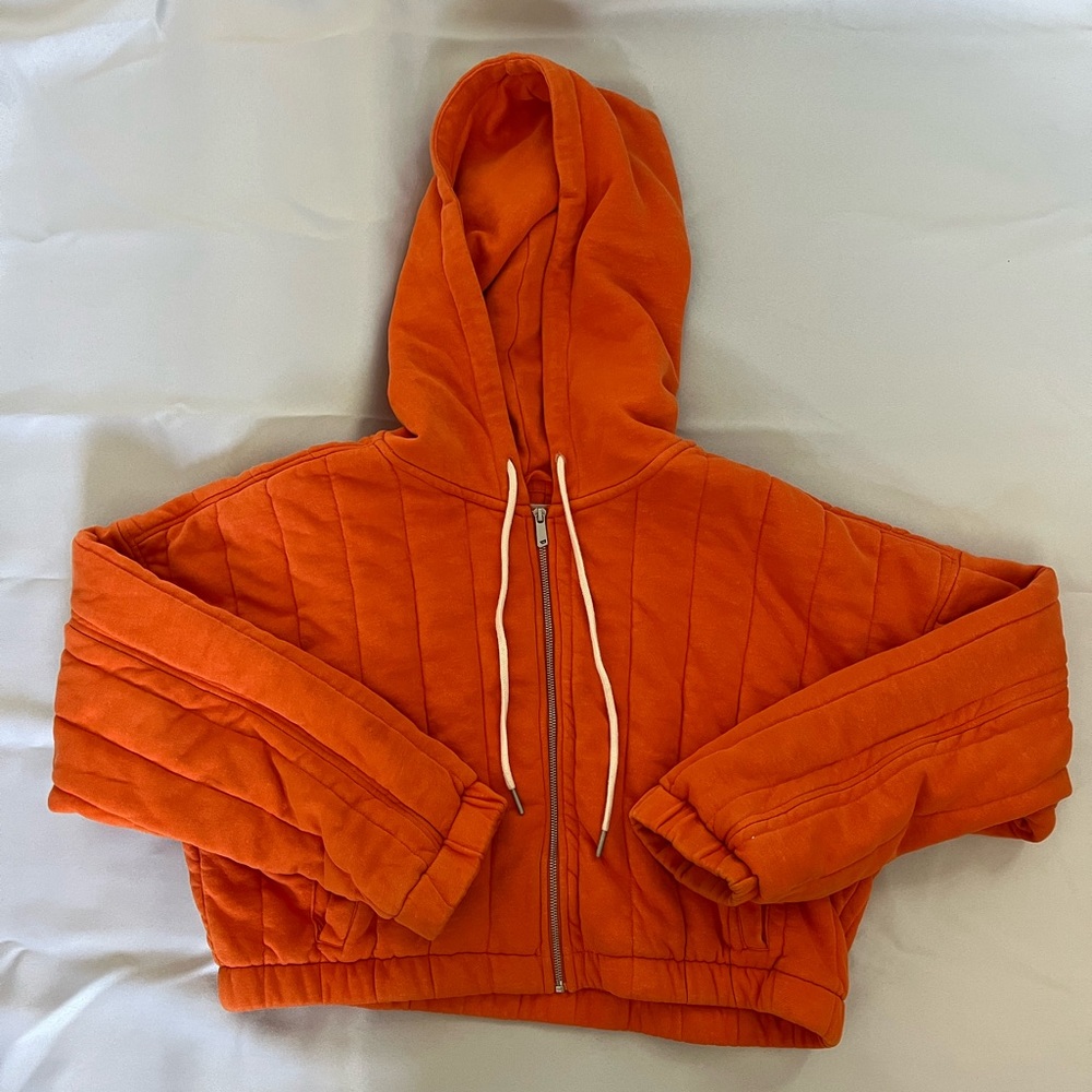Urban Outfitters orange cropped zip up